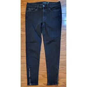 RALPH LAUREN Low Rise Skinny Faux Leather Black Denim Jeans Women's Size 2